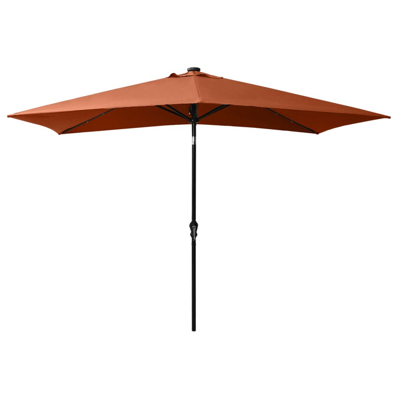 Garden Parasol with LEDs and Steel Pole Terracotta 2x3 m