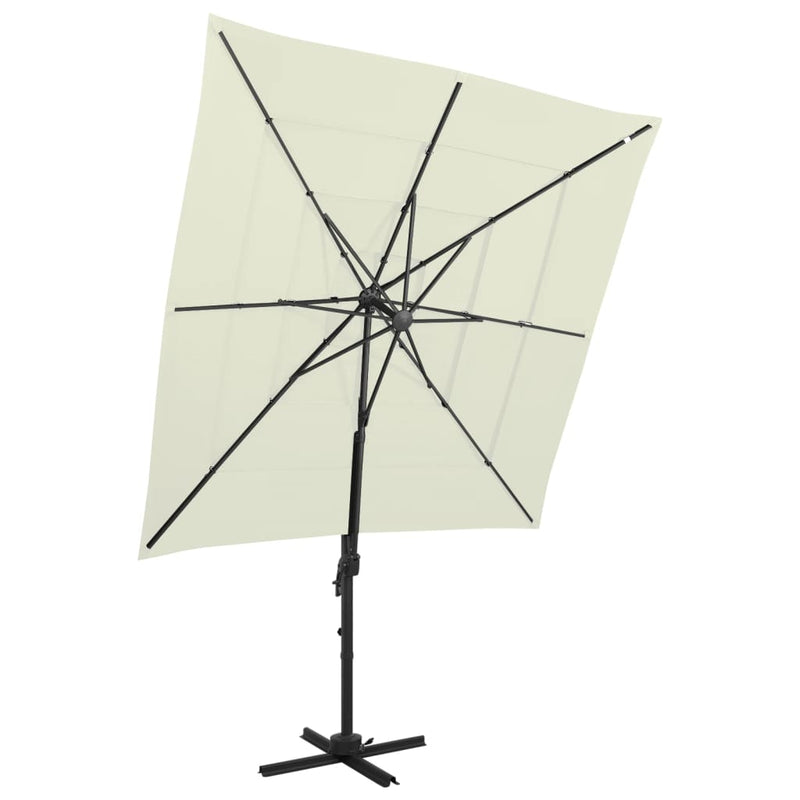 4-Tier Garden Parasol with Aluminium Pole Sand 250x250 cm