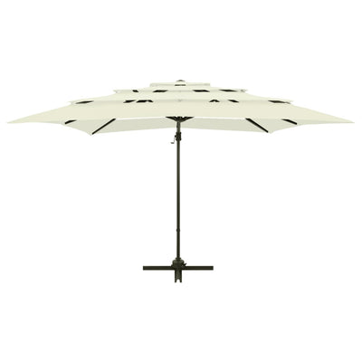 4-Tier Garden Parasol with Aluminium Pole Sand 250x250 cm