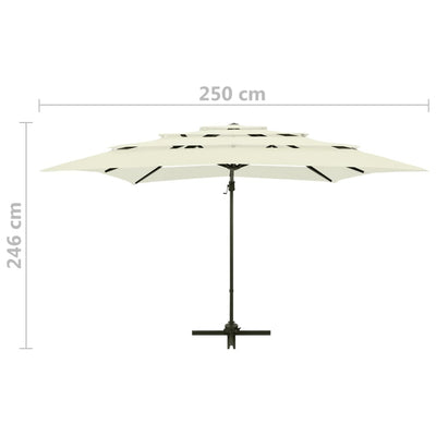 4-Tier Garden Parasol with Aluminium Pole Sand 250x250 cm