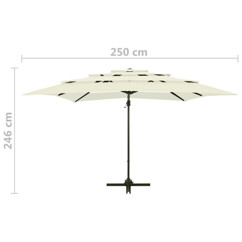 4-Tier Garden Parasol with Aluminium Pole Sand 250x250 cm