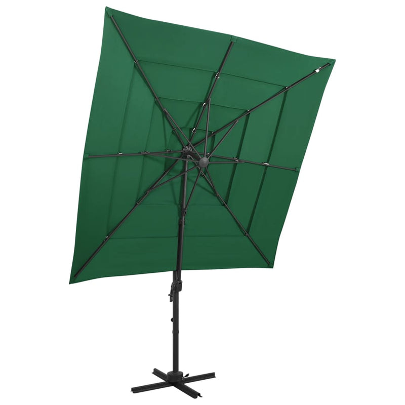 4-Tier Garden Parasol with Aluminium Pole Green 250x250 cm