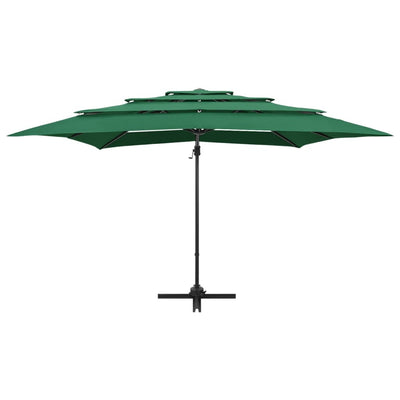 4-Tier Garden Parasol with Aluminium Pole Green 250x250 cm