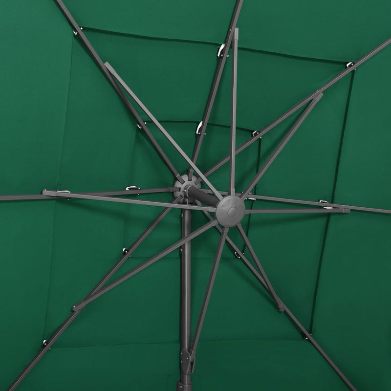 4-Tier Garden Parasol with Aluminium Pole Green 250x250 cm