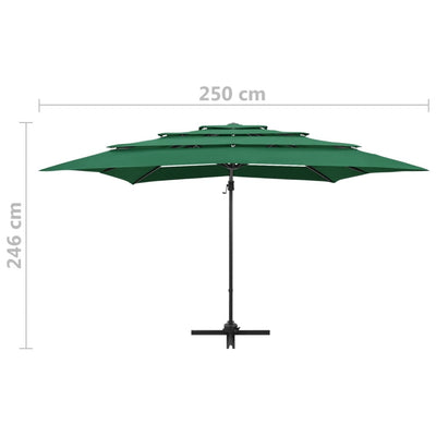 4-Tier Garden Parasol with Aluminium Pole Green 250x250 cm