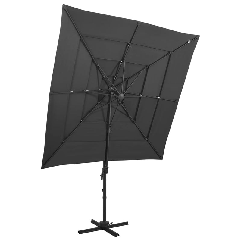 4-Tier Garden Parasol with Aluminium Pole Anthracite 250x250 cm