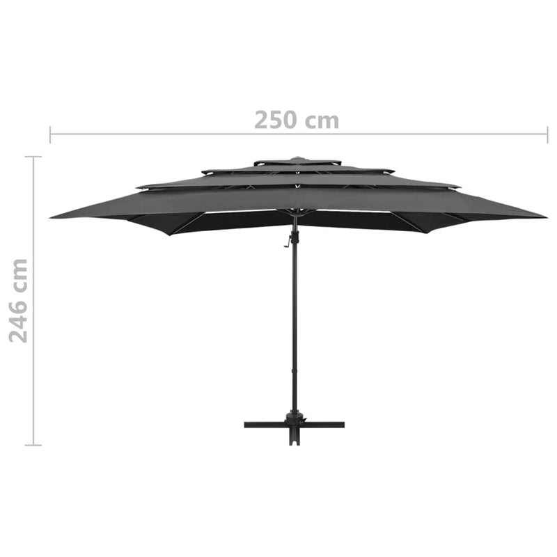 4-Tier Garden Parasol with Aluminium Pole Anthracite 250x250 cm