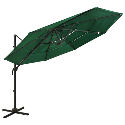 4-Tier Garden Parasol with Aluminium Pole Green 3x3 m