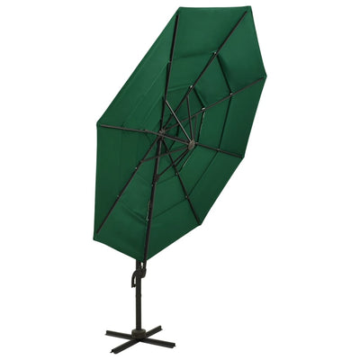 4-Tier Garden Parasol with Aluminium Pole Green 3x3 m