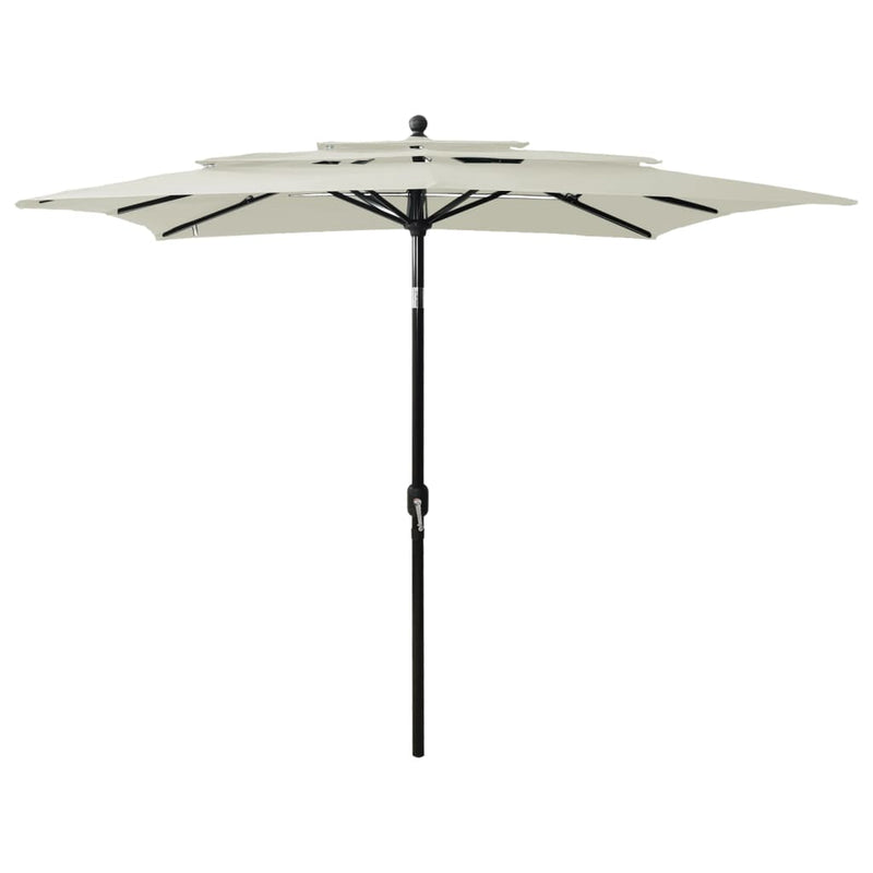 3-Tier Garden Parasol with Aluminium Pole Sand 2.5x2.5 m