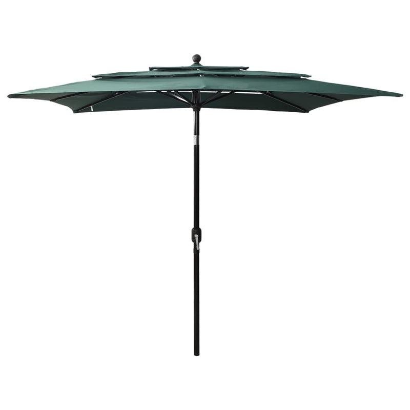 3-Tier Garden Parasol with Aluminium Pole Green 2.5x2.5 m