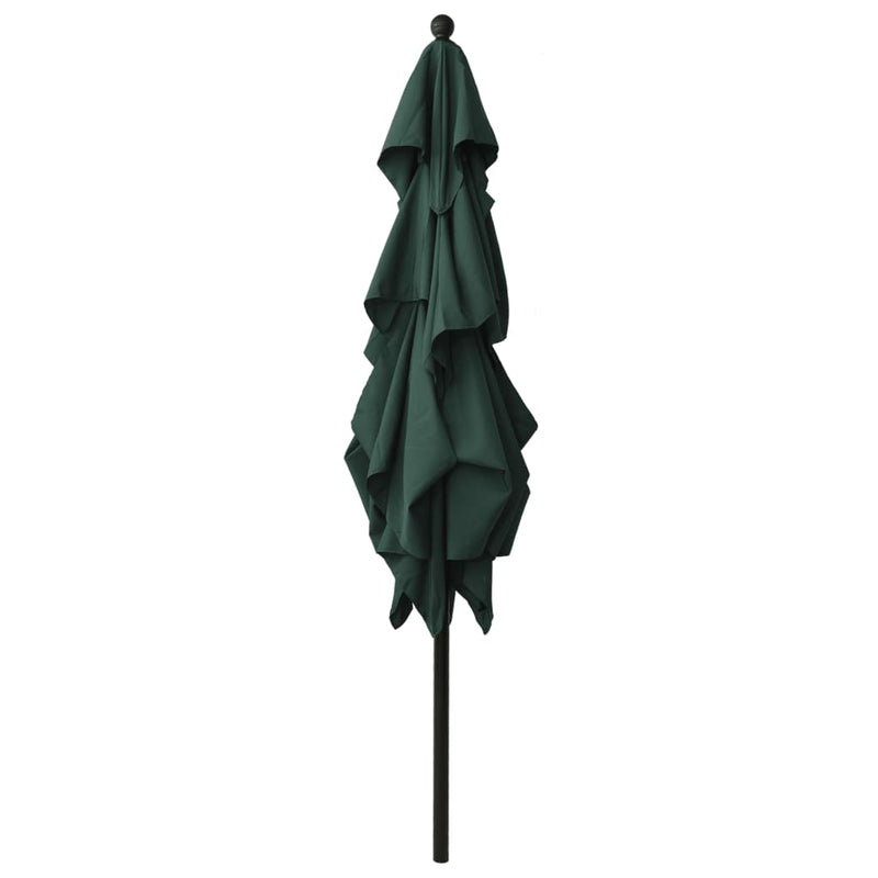 3-Tier Garden Parasol with Aluminium Pole Green 2.5x2.5 m