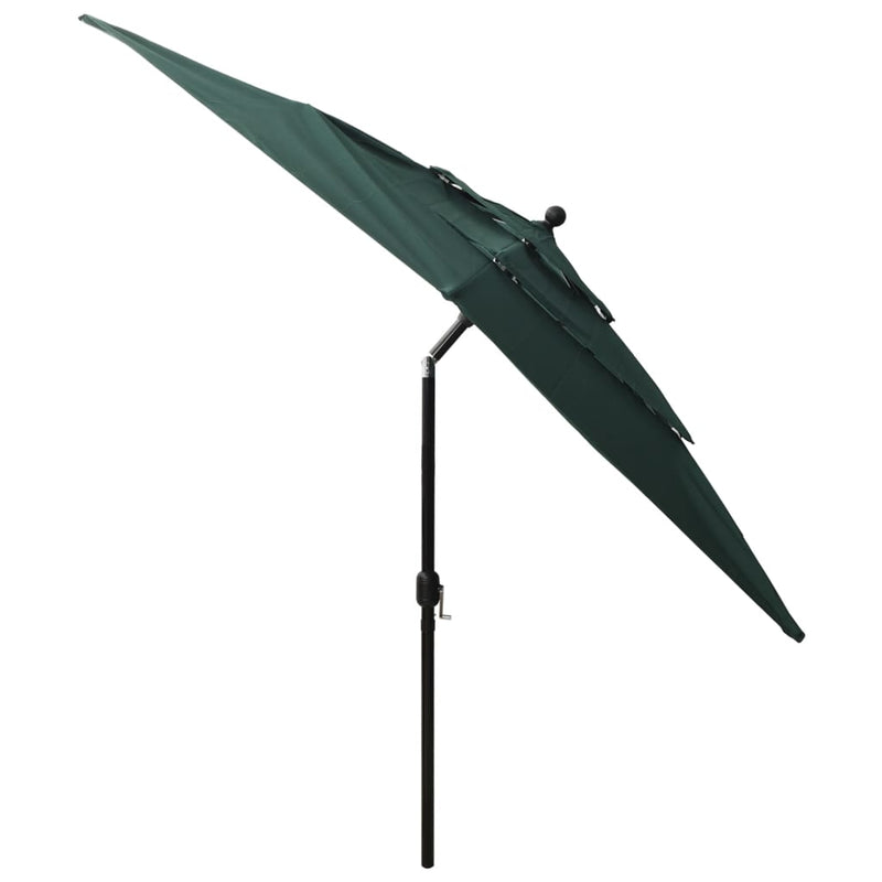 3-Tier Garden Parasol with Aluminium Pole Green 2.5x2.5 m