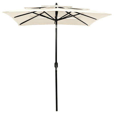 3-Tier Garden Parasol with Aluminium Pole Sand 2x2 m