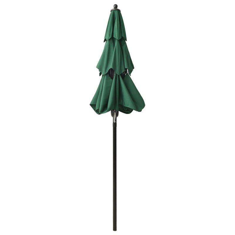 3-Tier Garden Parasol with Aluminium Pole Green 2 m