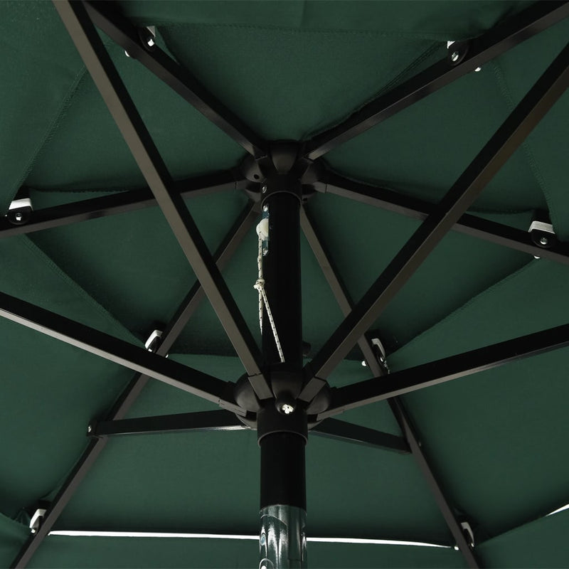 3-Tier Garden Parasol with Aluminium Pole Green 2 m