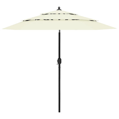 3-Tier Garden Parasol with Aluminium Pole Sand 2.5 m