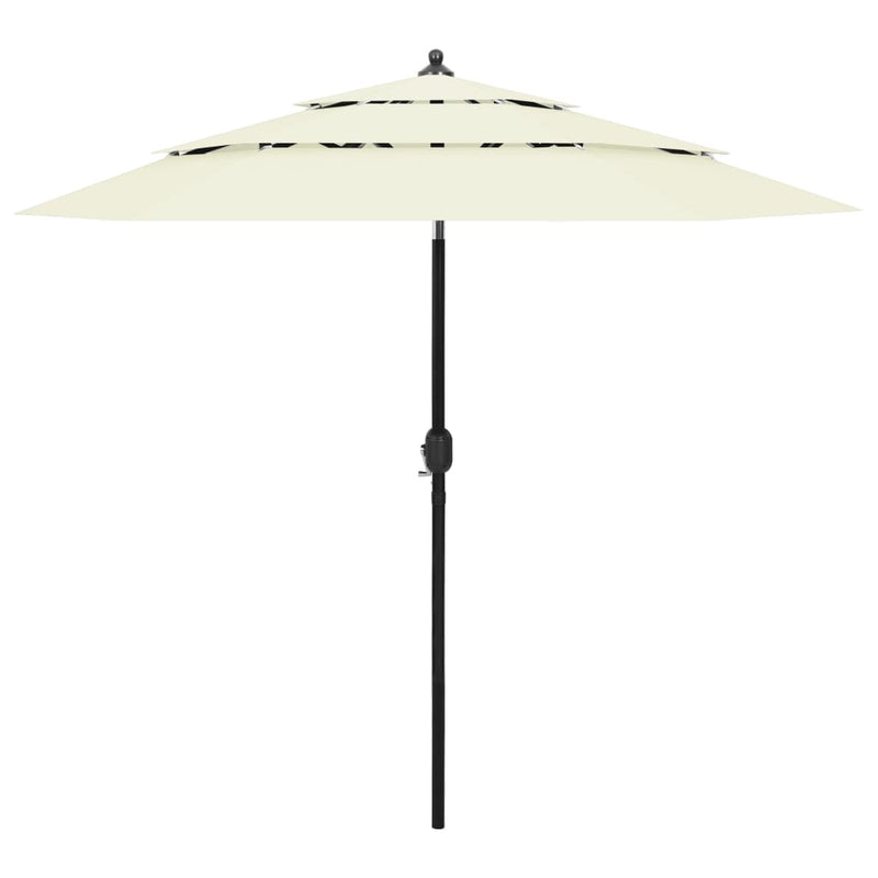 3-Tier Garden Parasol with Aluminium Pole Sand 2.5 m