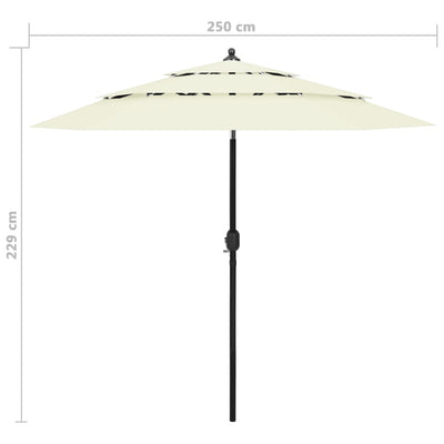 3-Tier Garden Parasol with Aluminium Pole Sand 2.5 m