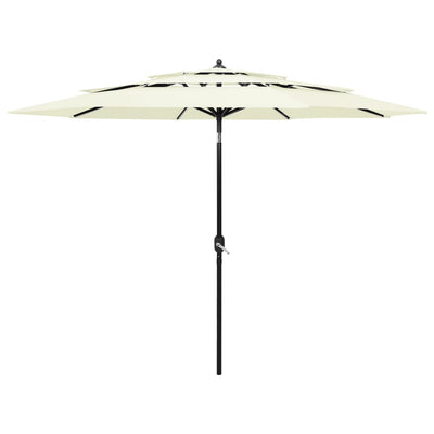 3-Tier Garden Parasol with Aluminium Pole Sand 3 m