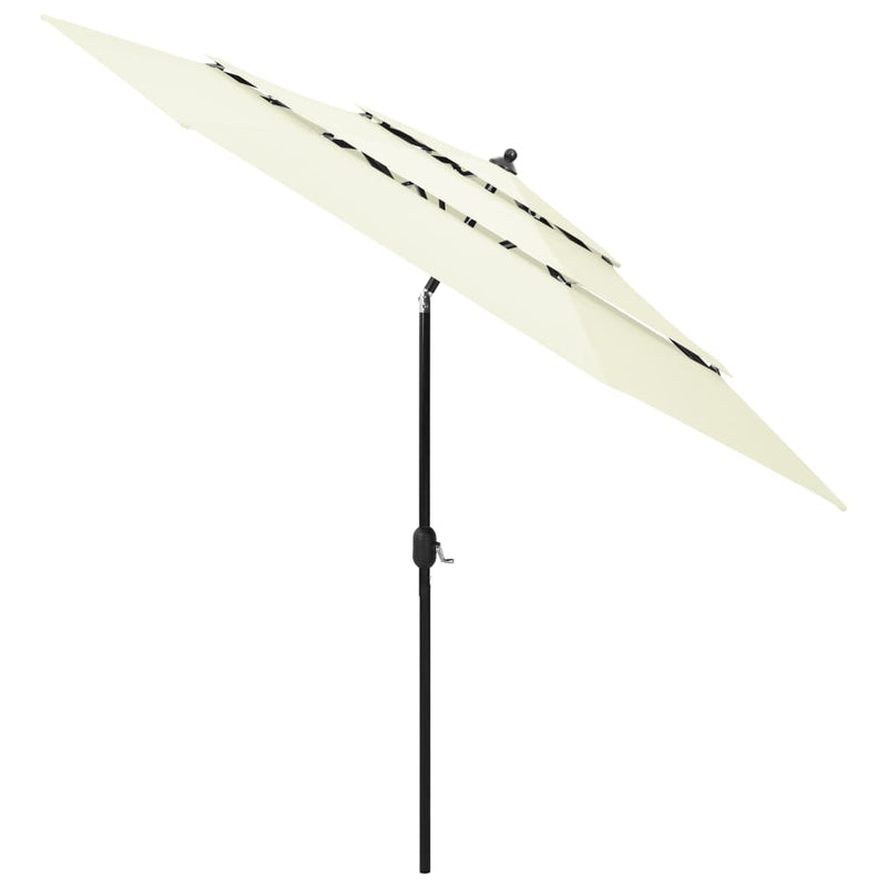 3-Tier Garden Parasol with Aluminium Pole Sand 3 m