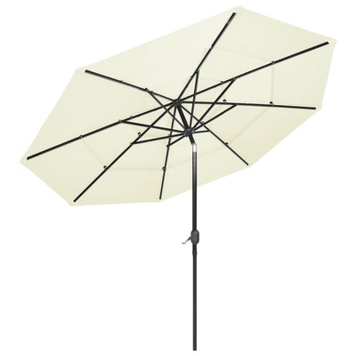 3-Tier Garden Parasol with Aluminium Pole Sand 3 m