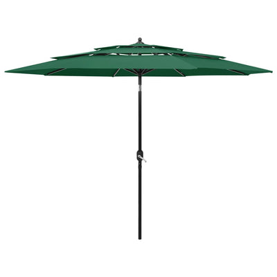 3-Tier Garden Parasol with Aluminium Pole Green 3 m