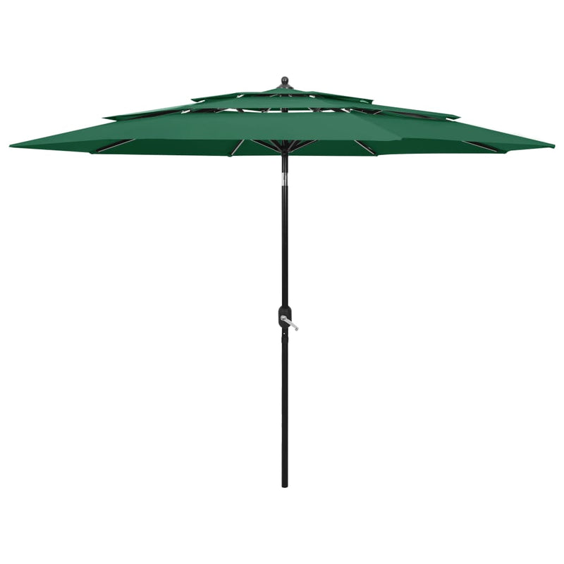 3-Tier Garden Parasol with Aluminium Pole Green 3 m