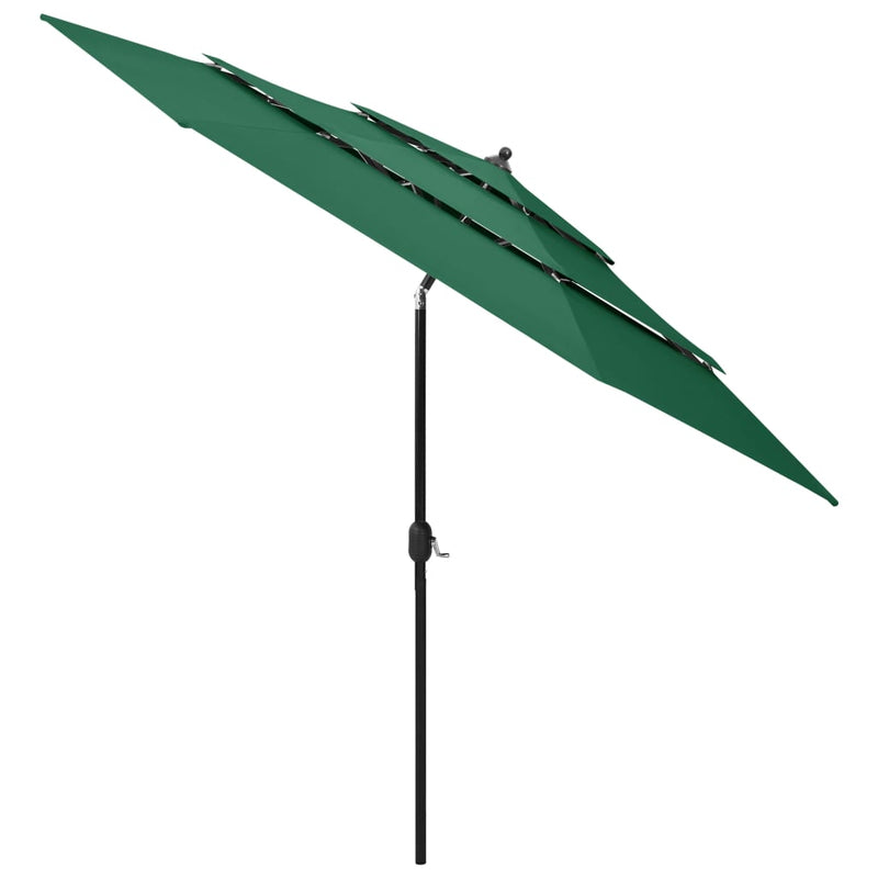 3-Tier Garden Parasol with Aluminium Pole Green 3 m