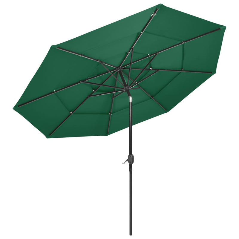 3-Tier Garden Parasol with Aluminium Pole Green 3 m