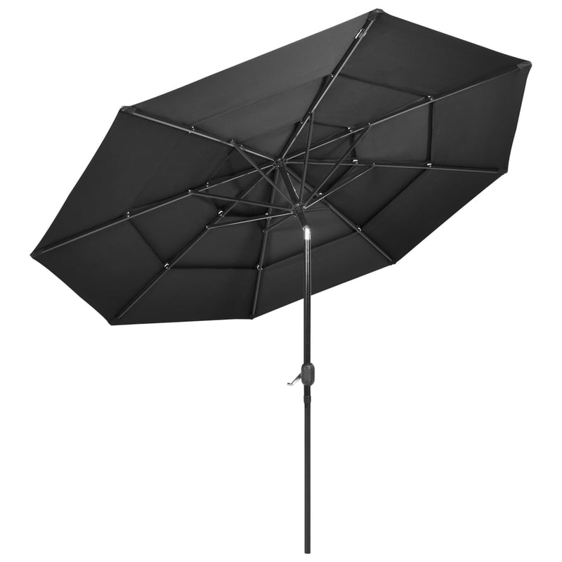 3-Tier Garden Parasol with Aluminium Pole Anthracite 3 m