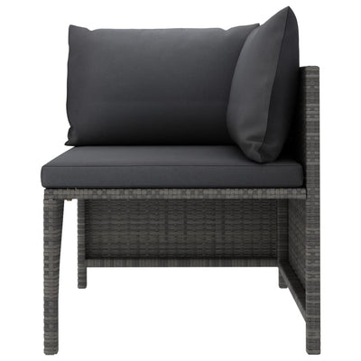 Sectional Corner Sofa with Cushions Grey Poly Rattan