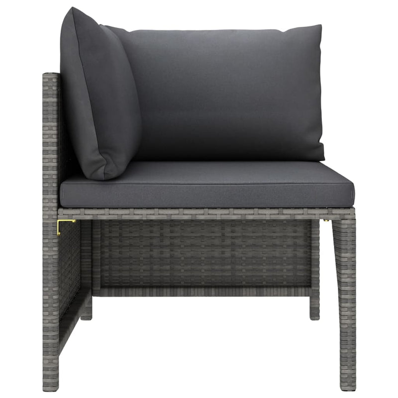 Sectional Corner Sofa with Cushions Grey Poly Rattan