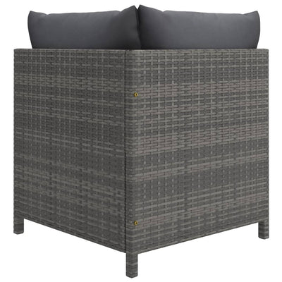 Sectional Corner Sofa with Cushions Grey Poly Rattan