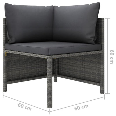 Sectional Corner Sofa with Cushions Grey Poly Rattan