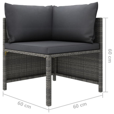 2-Seater Garden Sofa with Cushions Grey Poly Rattan