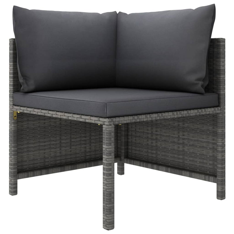 3-Seater Garden Sofa with Cushions Grey Poly Rattan