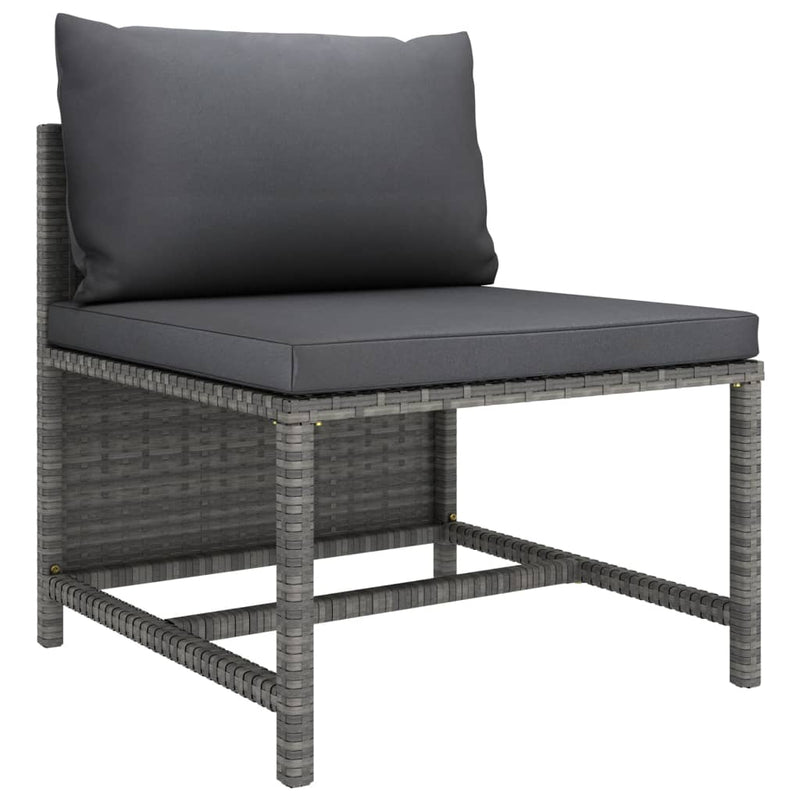 3-Seater Garden Sofa with Cushions Grey Poly Rattan