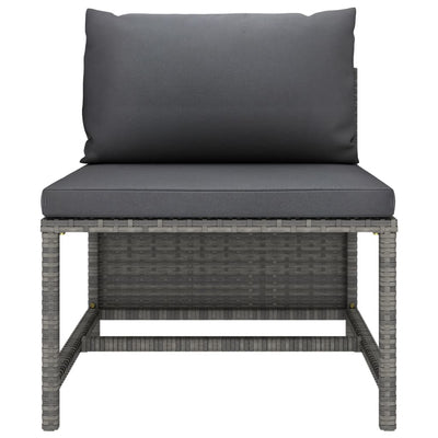 3-Seater Garden Sofa with Cushions Grey Poly Rattan