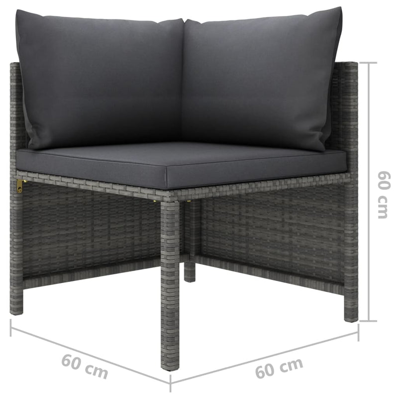 4-Seater Garden Sofa with Cushions Grey Poly Rattan