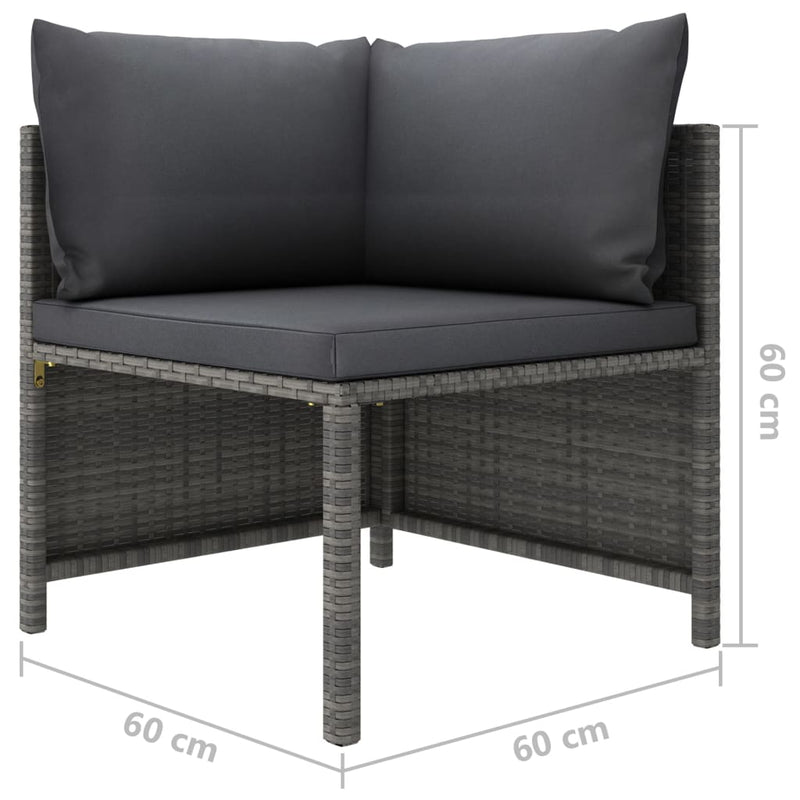 2 Piece Garden Sofa Set with Cushions Grey Poly Rattan