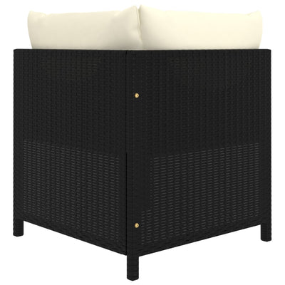 Sectional Corner Sofa with Cushions Black Poly Rattan