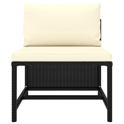 4-Seater Garden Sofa with Cushions Black Poly Rattan