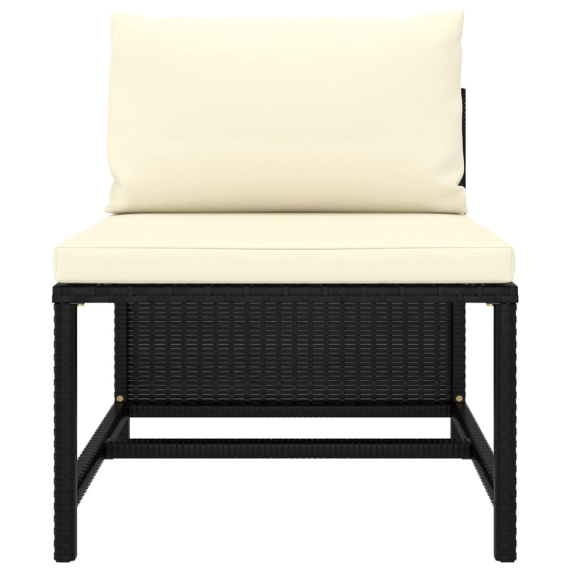 4-Seater Garden Sofa with Cushions Black Poly Rattan