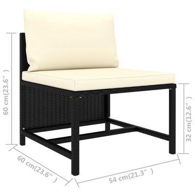 4-Seater Garden Sofa with Cushions Black Poly Rattan