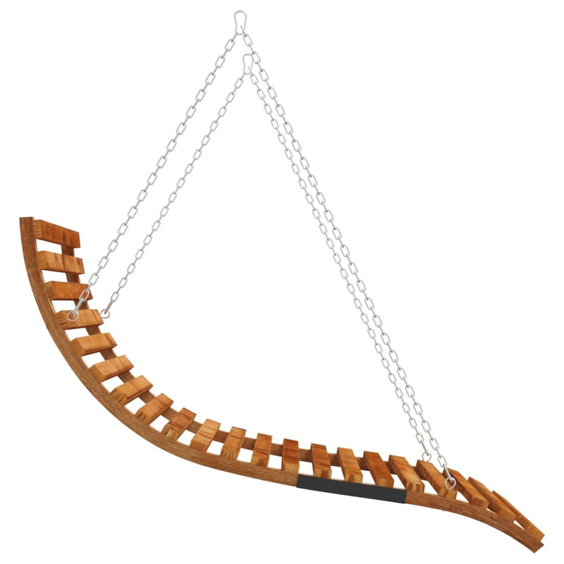 Swing Bed Solid Bent Wood with Teak Finish 115x147x46 cm