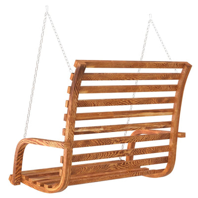 Swing Bench Solid Bent Wood with Teak Finish 126x63x92 cm