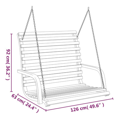 Swing Bench Solid Bent Wood with Teak Finish 126x63x92 cm