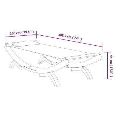 Outdoor Lounge Bed 100x188.5x44 cm Solid Bent Wood Anthracite