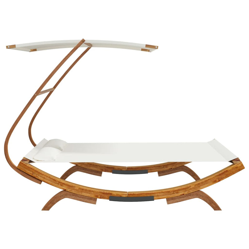 Outdoor Lounge Bed with Canopy 165x203x138 cm Solid Bent Wood Cream